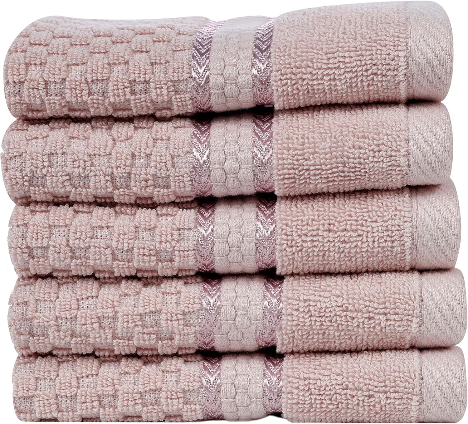 100 Cotton Soft Pink Washcloths Set of 5