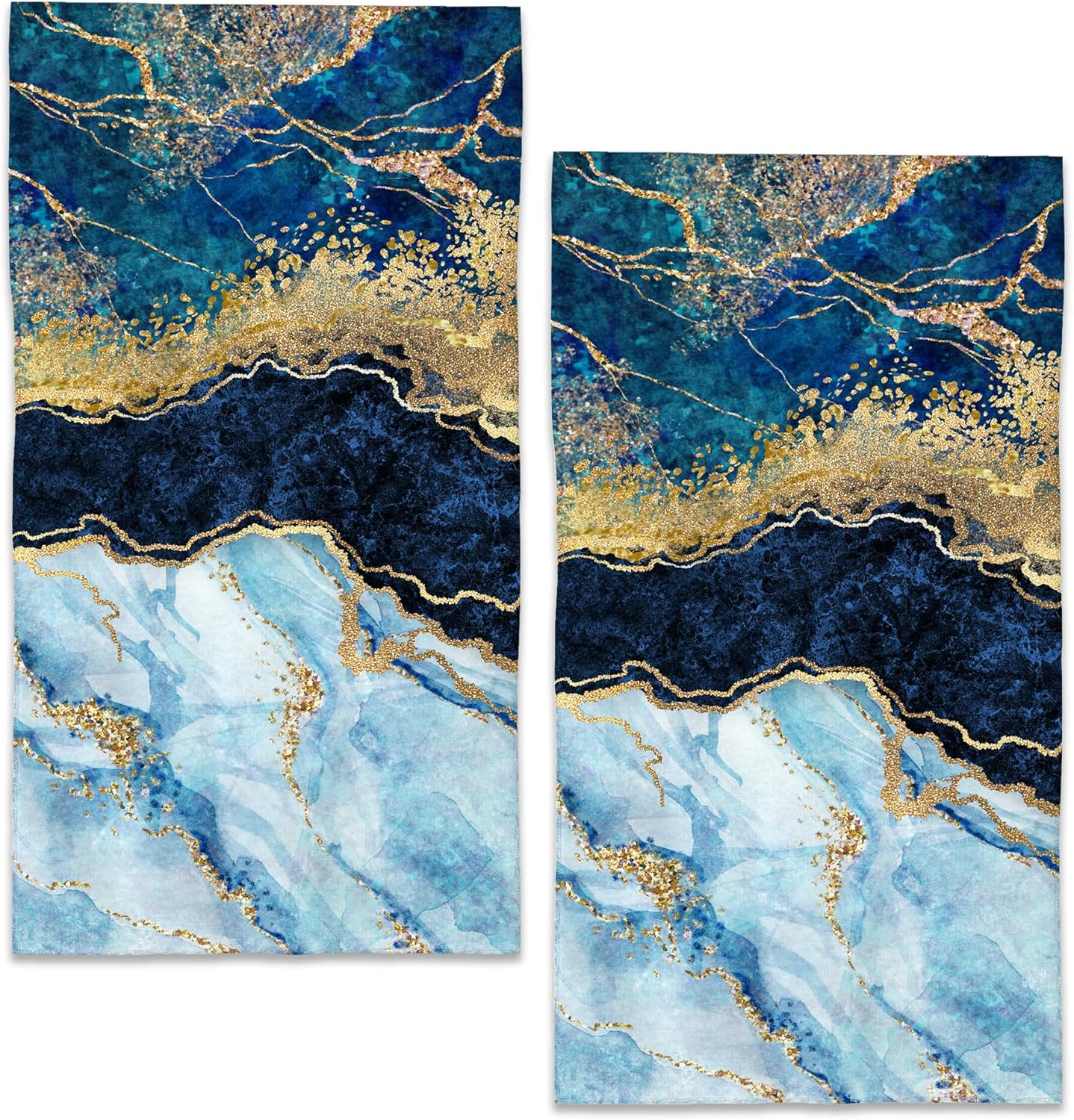 Vibrant Marble Hand Towels Set of 2