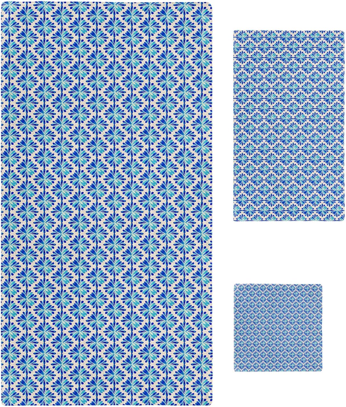 Boanket Blue Flowers 3-Piece Bath Towel Set