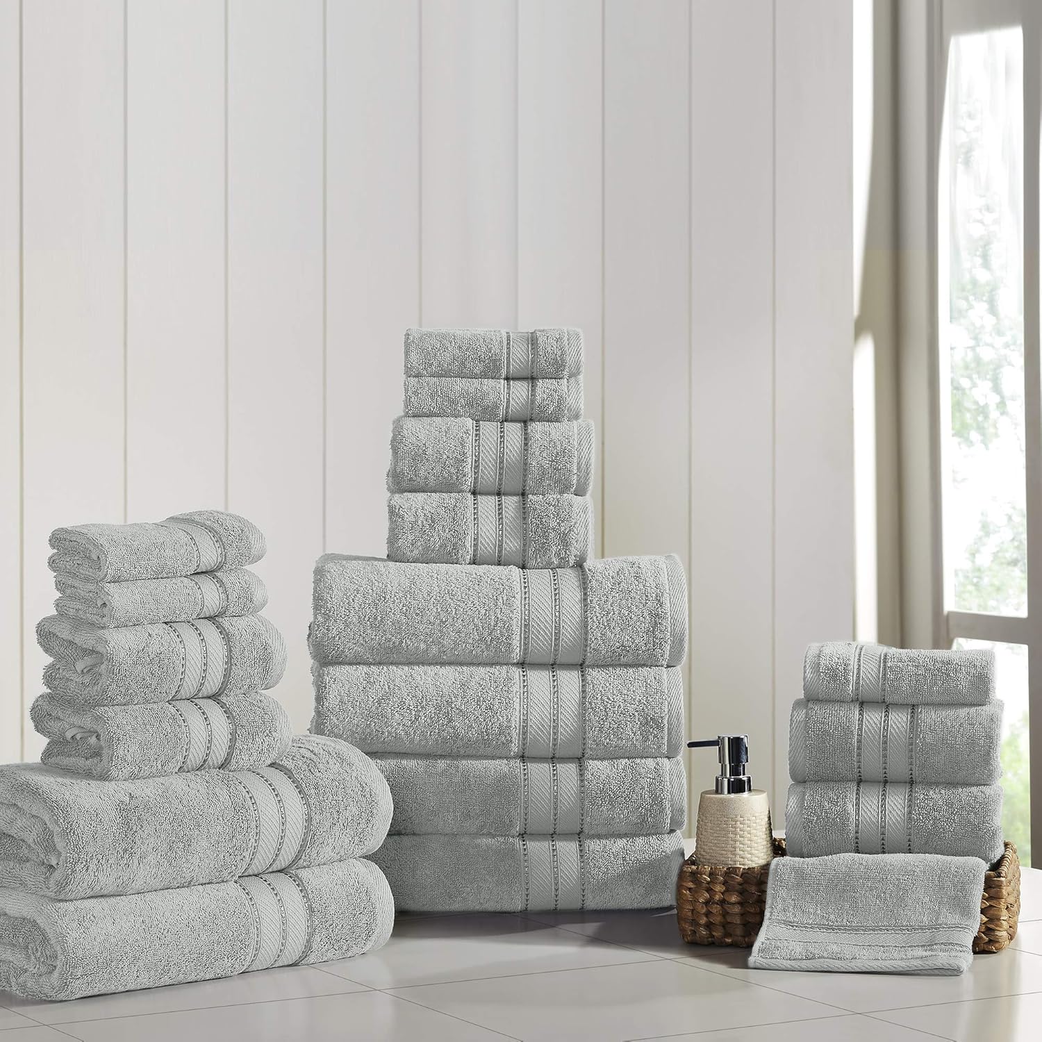 Modern Threads - Luxurious 18-Piece Cotton Towel Set - bath hand and washcloths