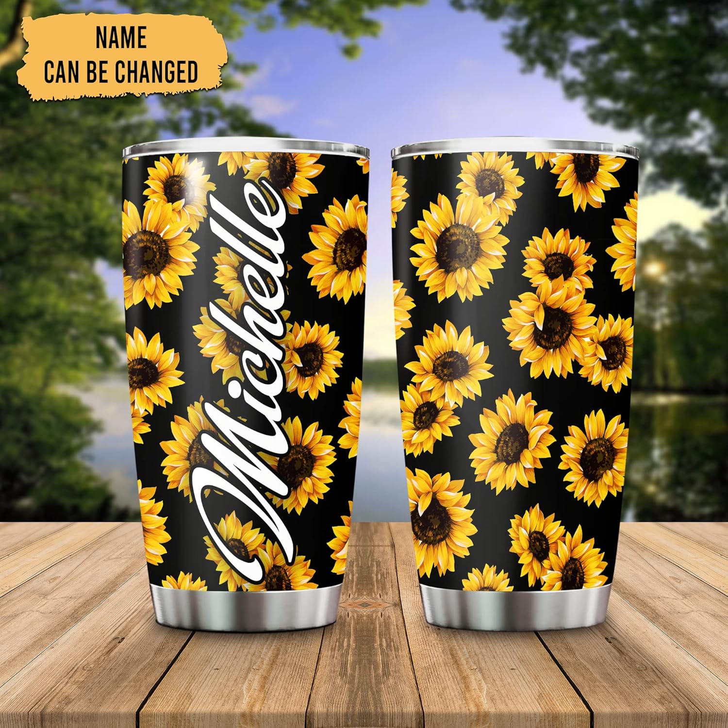 Personalized Sunflower Stainless Steel Tumbler