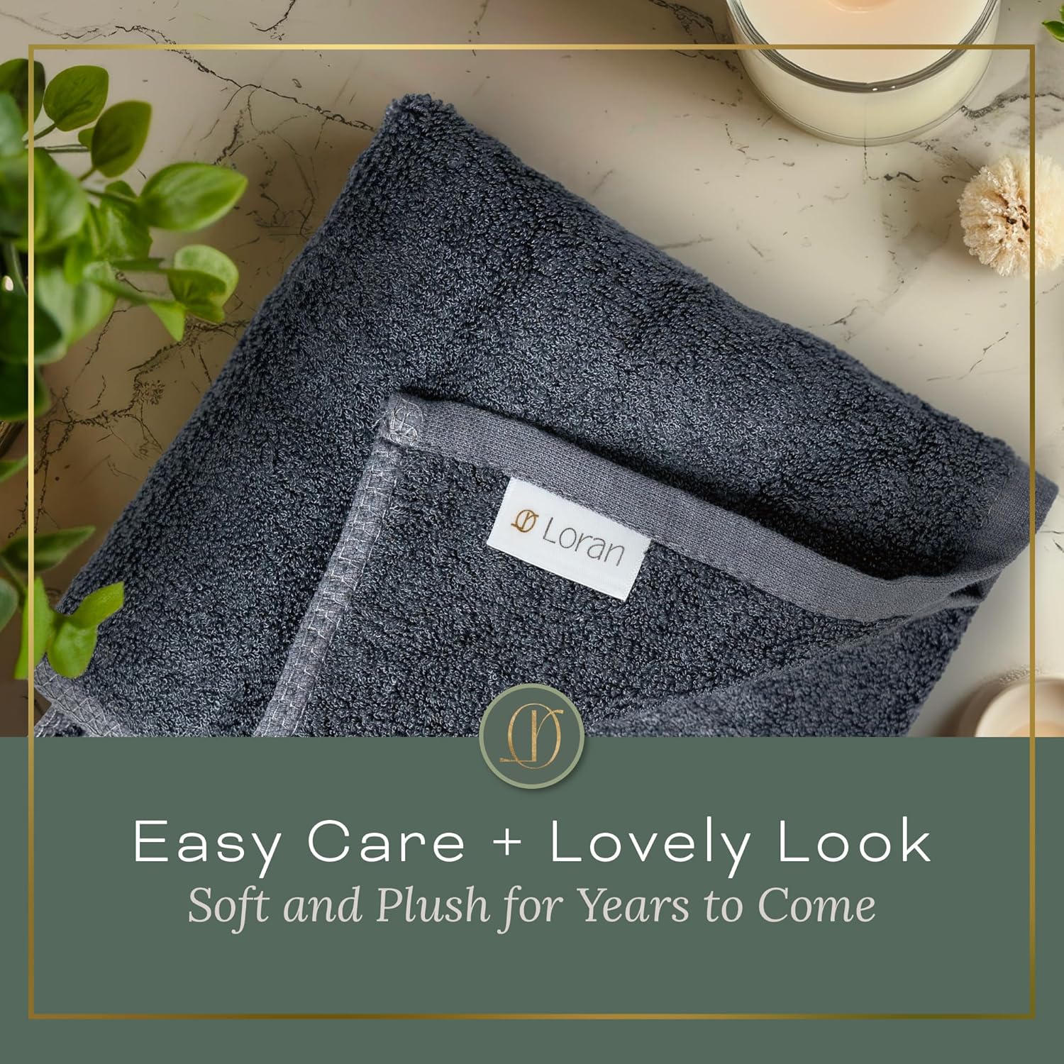 Loran Charcoal Grey Washcloths