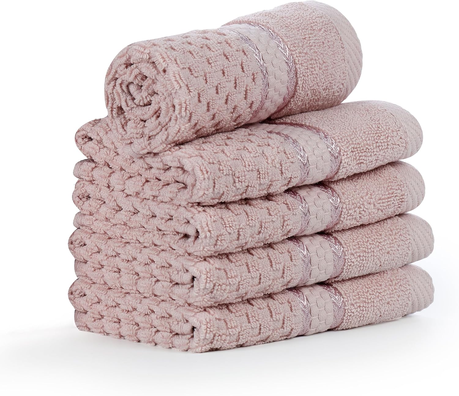 100 Cotton Soft Pink Washcloths Set of 5