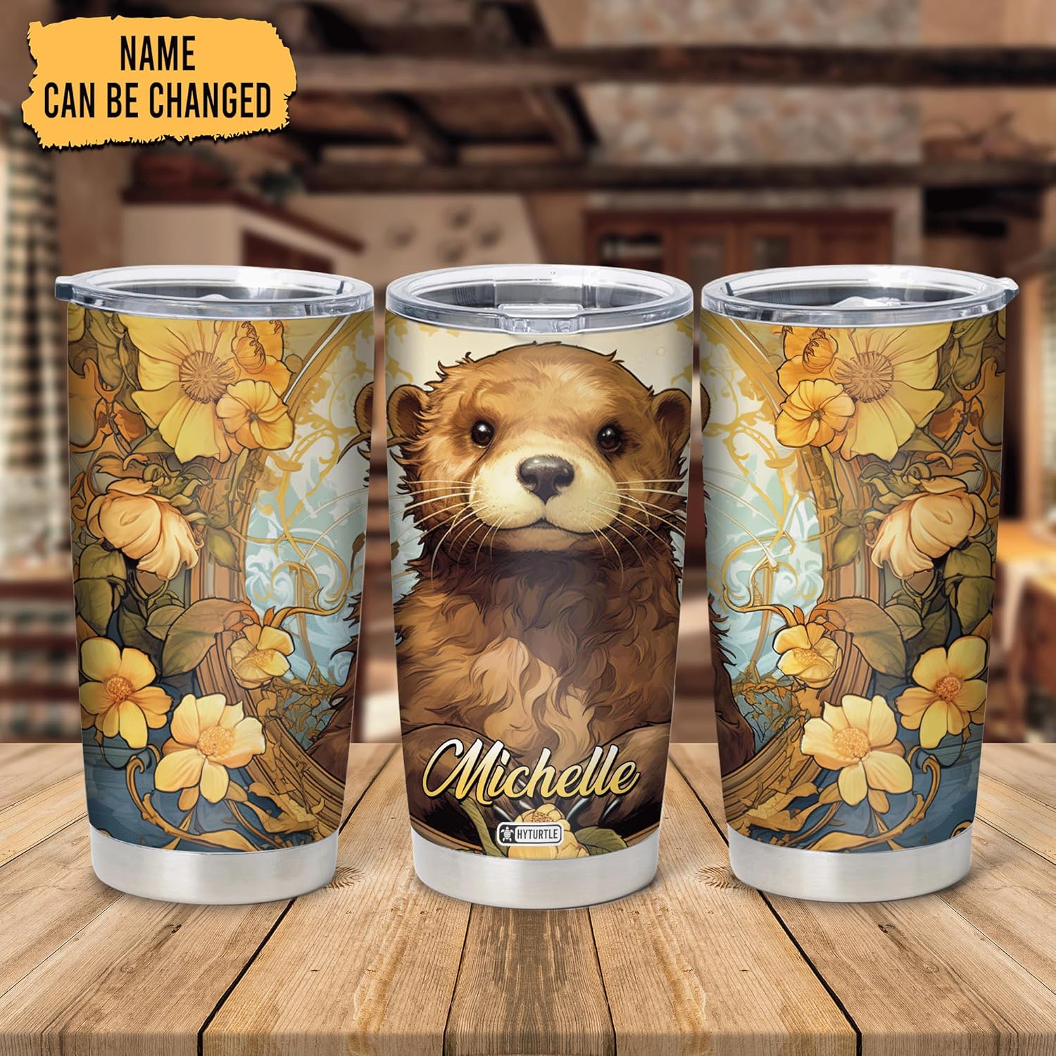 Hyturtle Otter-Themed Personalized Stainless Steel Tumbler 20oz