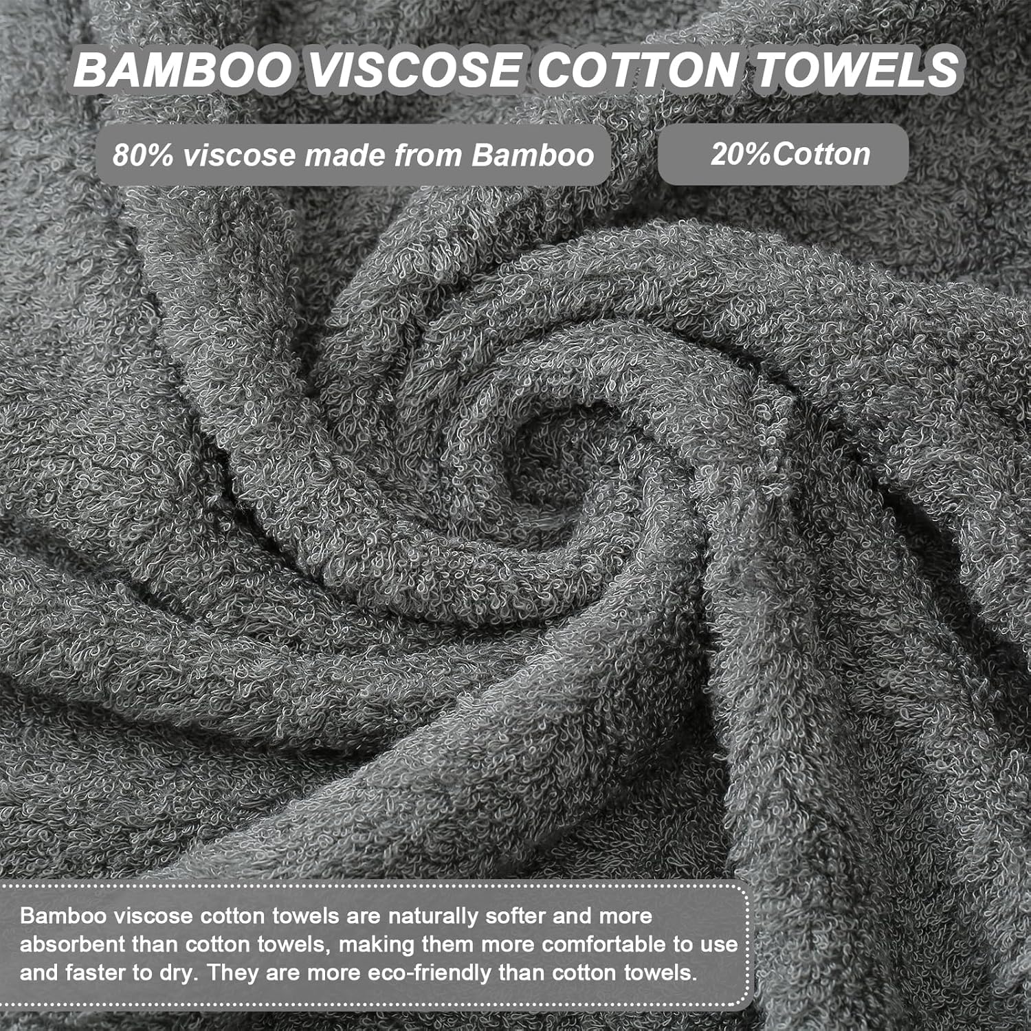 Aibaser 6 Piece Bath Towel Set - Grey