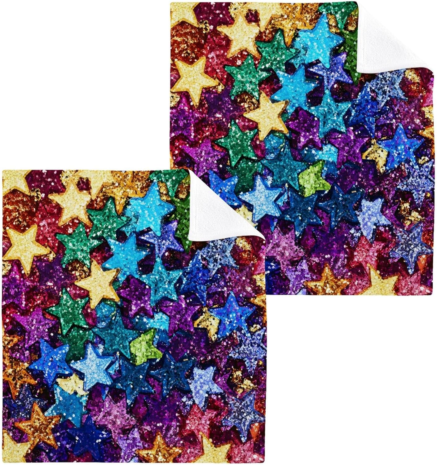 Xiuga Rainbow Colors Star Washcloth Set