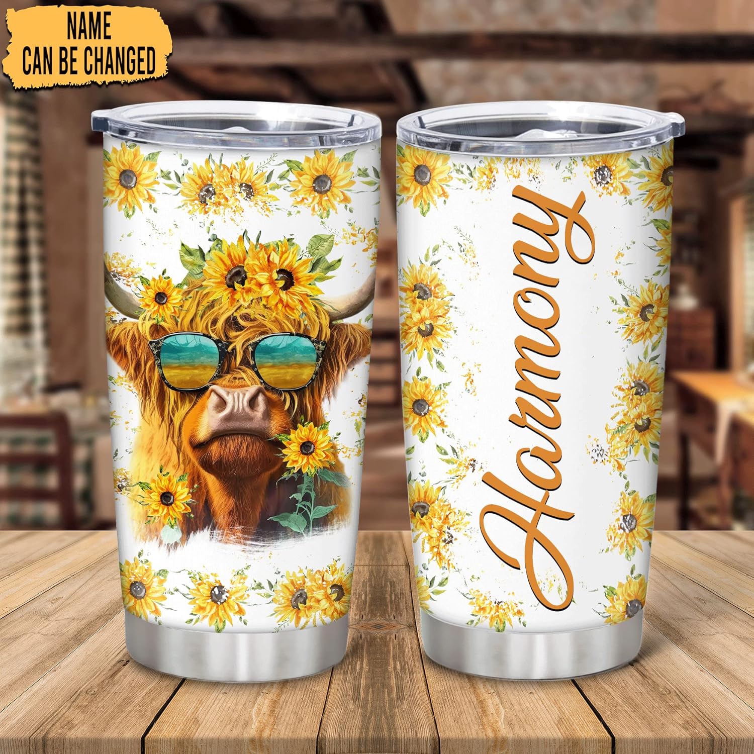 Hyturtle Customized Name Tumbler 20oz With Lid for Women