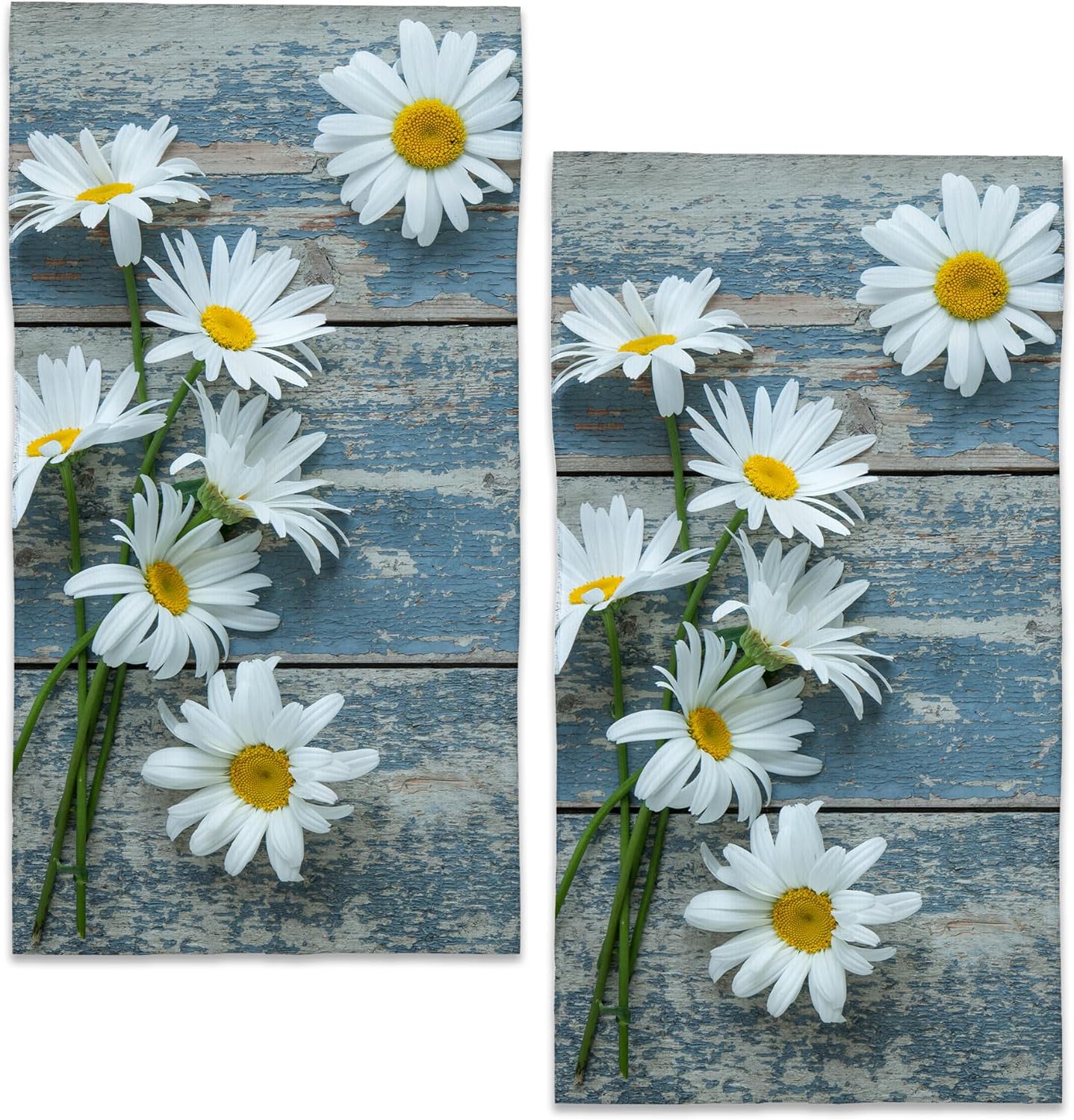 BIGXIUKA White Daisy Hand Towels Set of 2