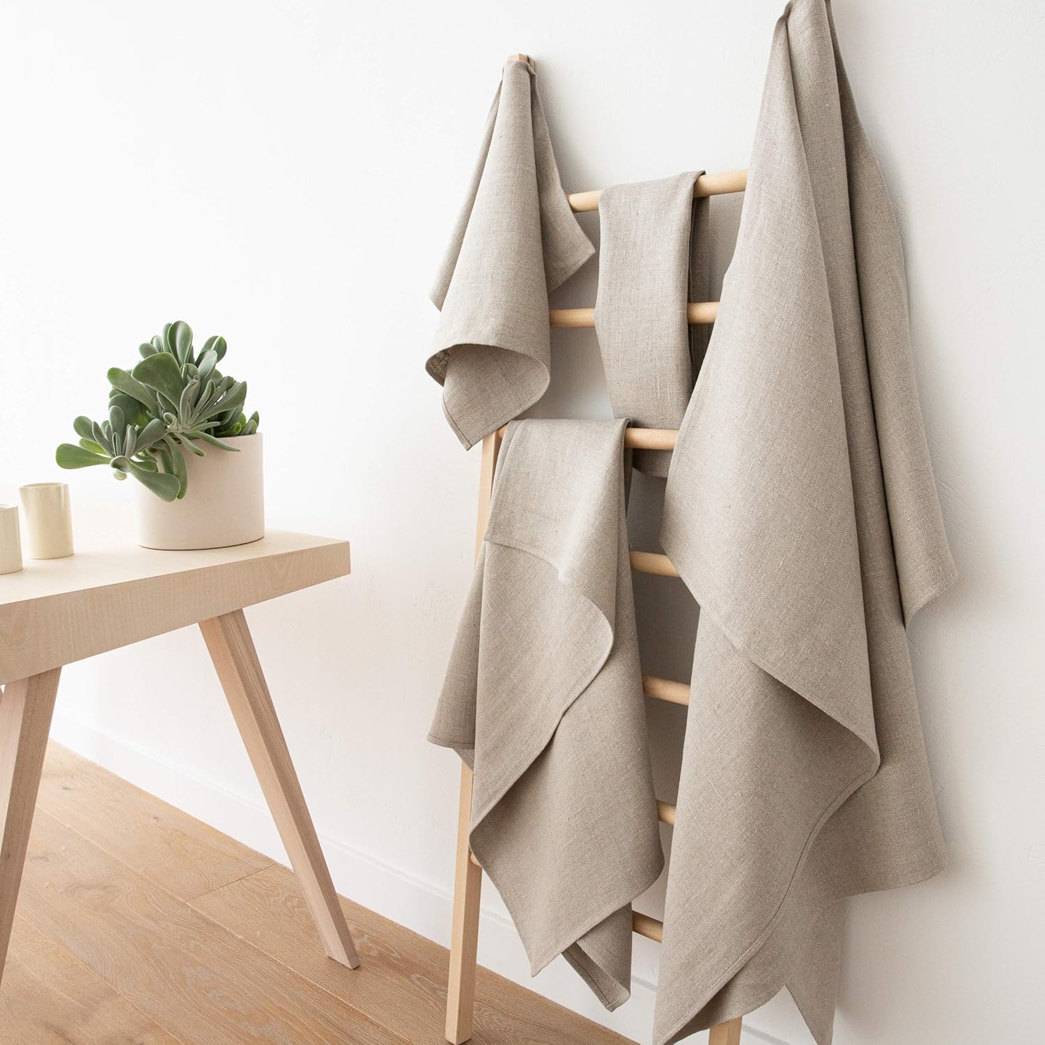 LinenMe Towels - 2 Big Bath Towels 2 Hand Towels Natural