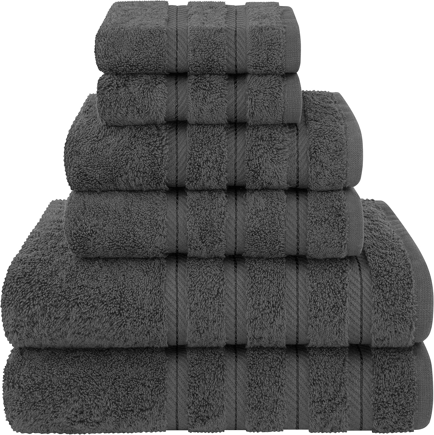 American Soft Linen MediumLarge Unisex Robe 6-Piece Towel Set Bundle Boho Vibes