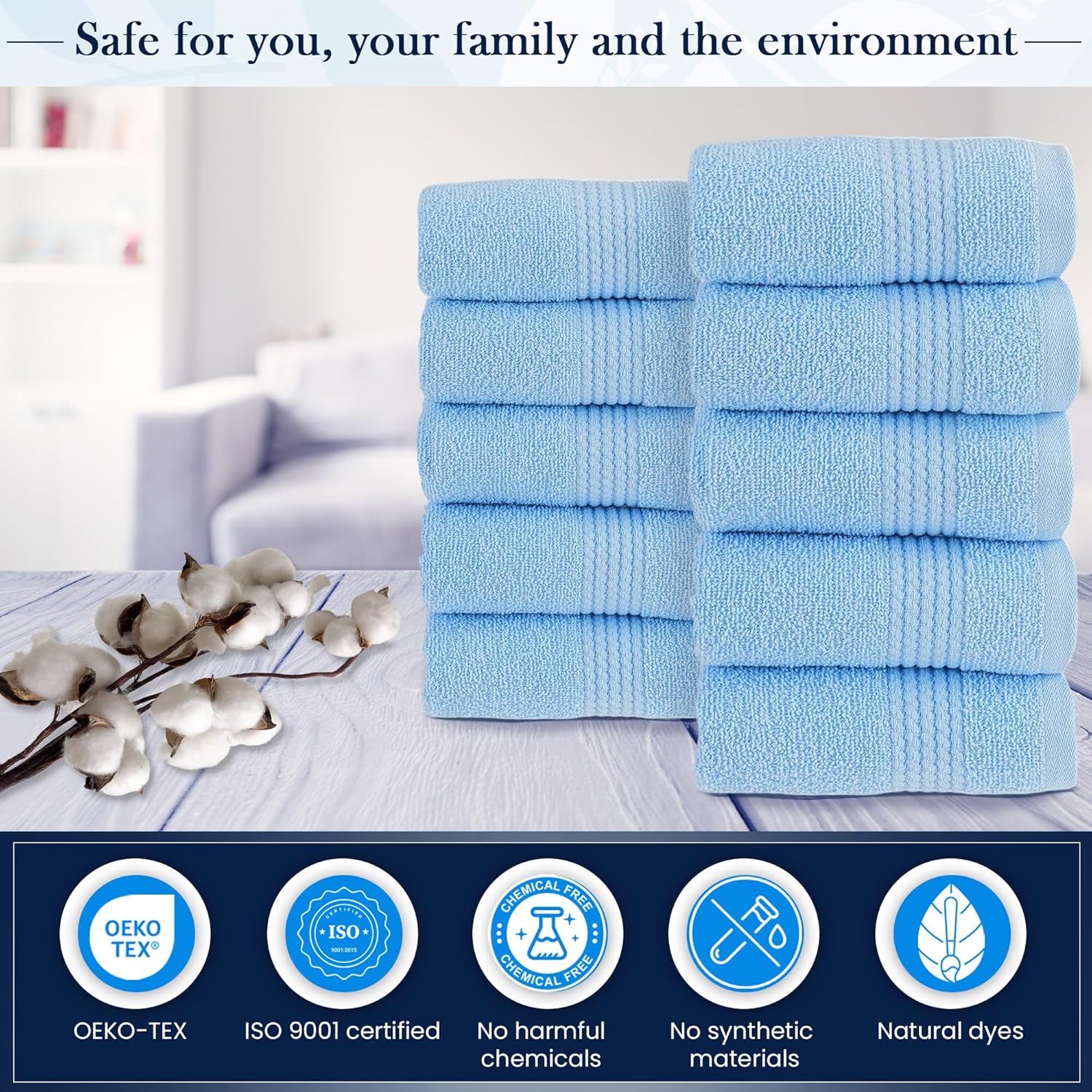 HALLEY Turkish Cotton Towels Pack of 10