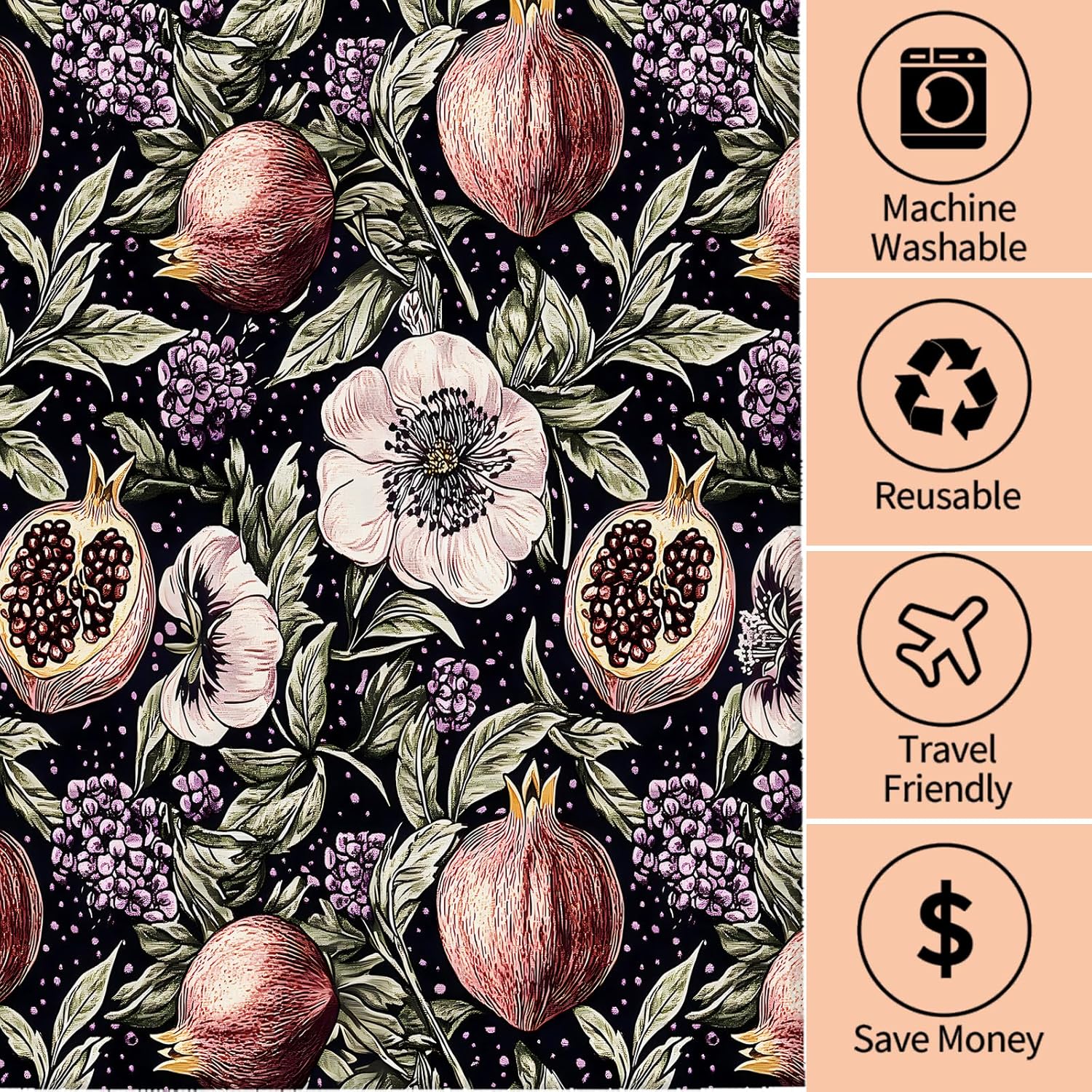 Pomegranate Floral Hand Towels 2 Pack 145 x 28