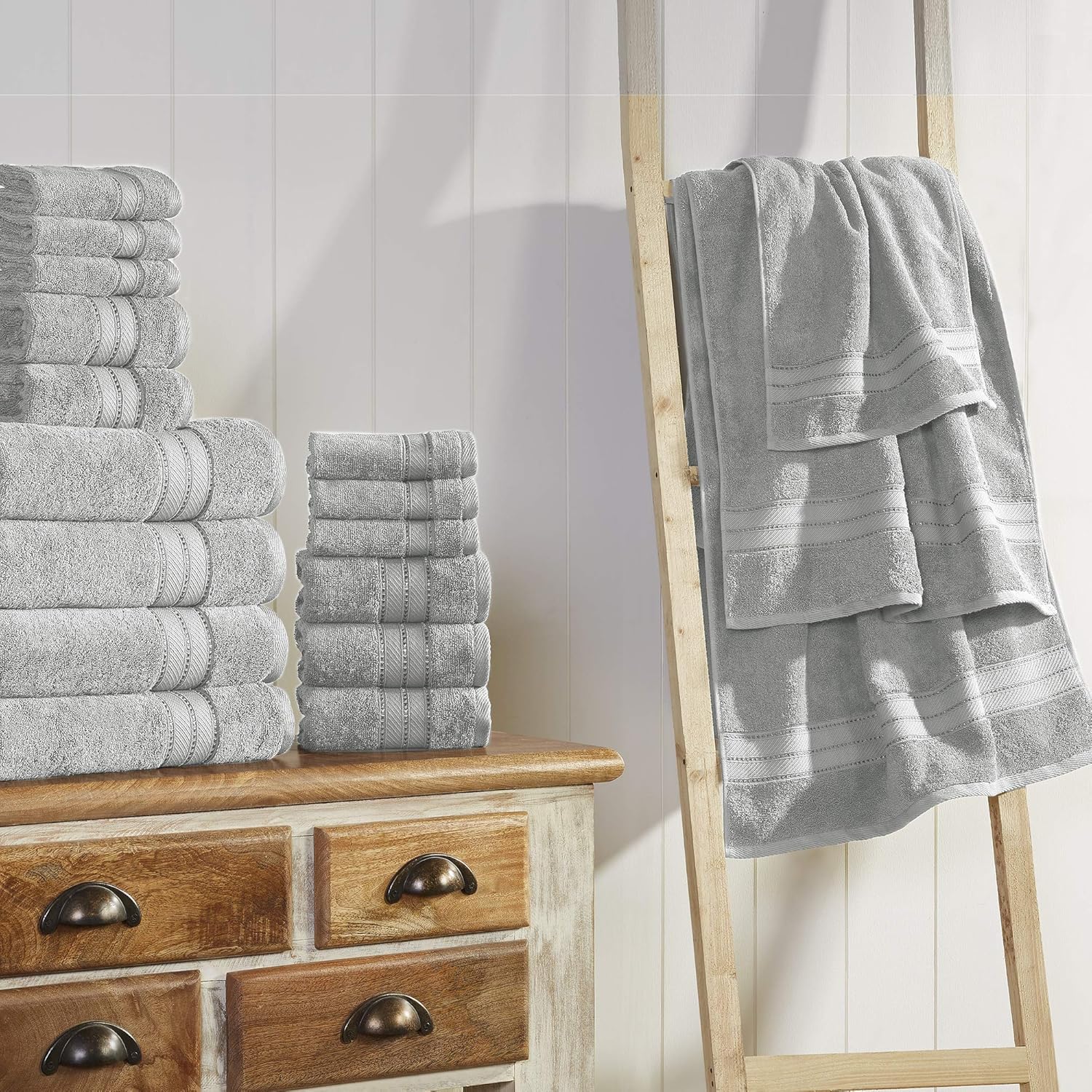 Modern Threads - Luxurious 18-Piece Cotton Towel Set - bath hand and washcloths